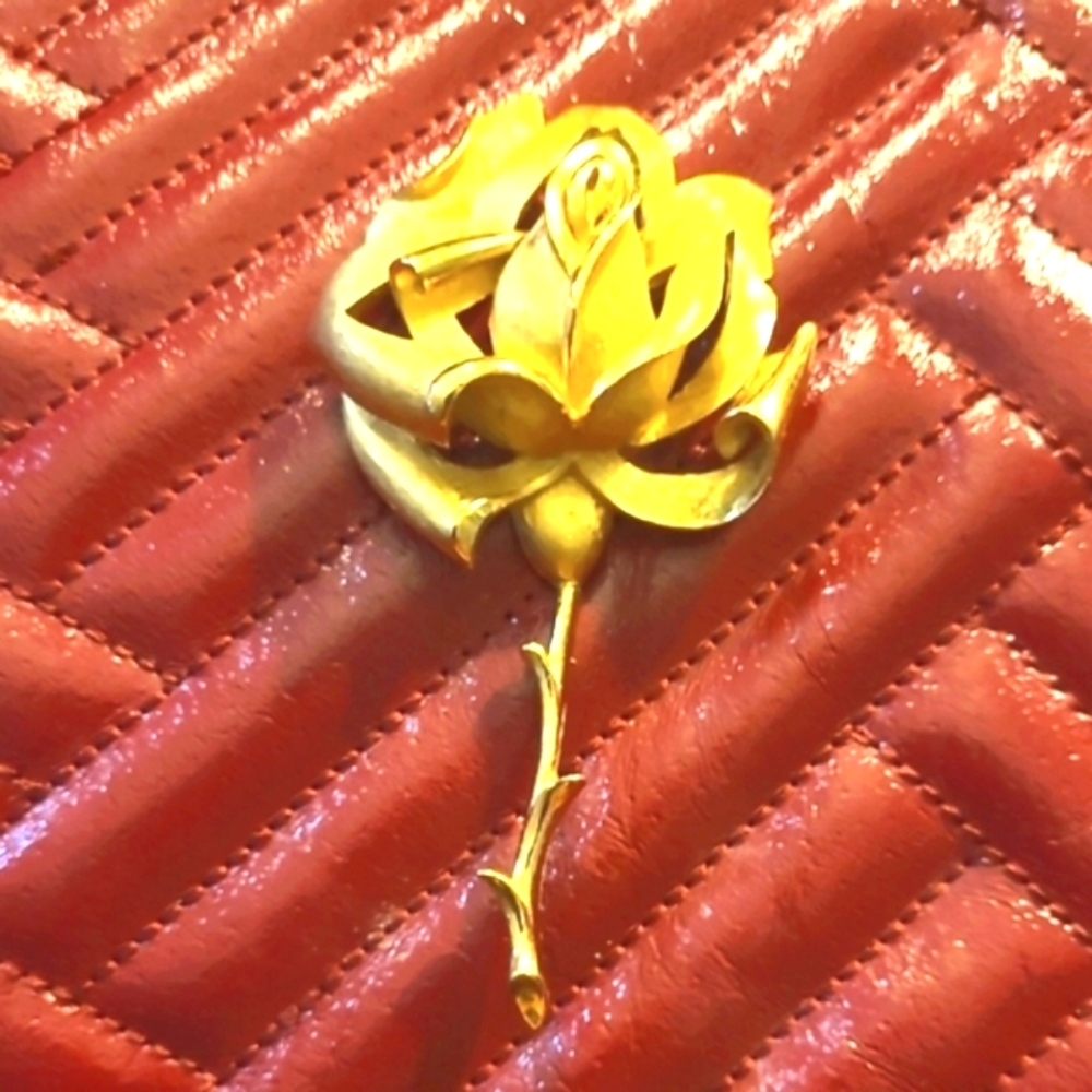 Vintage Tahari Gold Rose Brooch